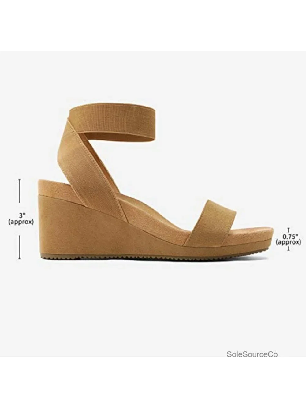 Womens Wedge Sandals Ankle Strap Platform Faux Suede Elastic